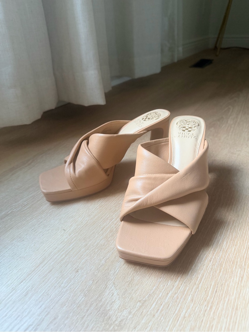 Vince Camuto Elmindi Square Toe Crossover High Heel Sandals